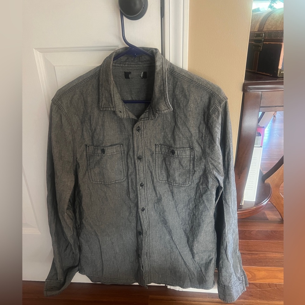 Proof Apparel long sleeve workwear shirt size Medium in washed black/grey color